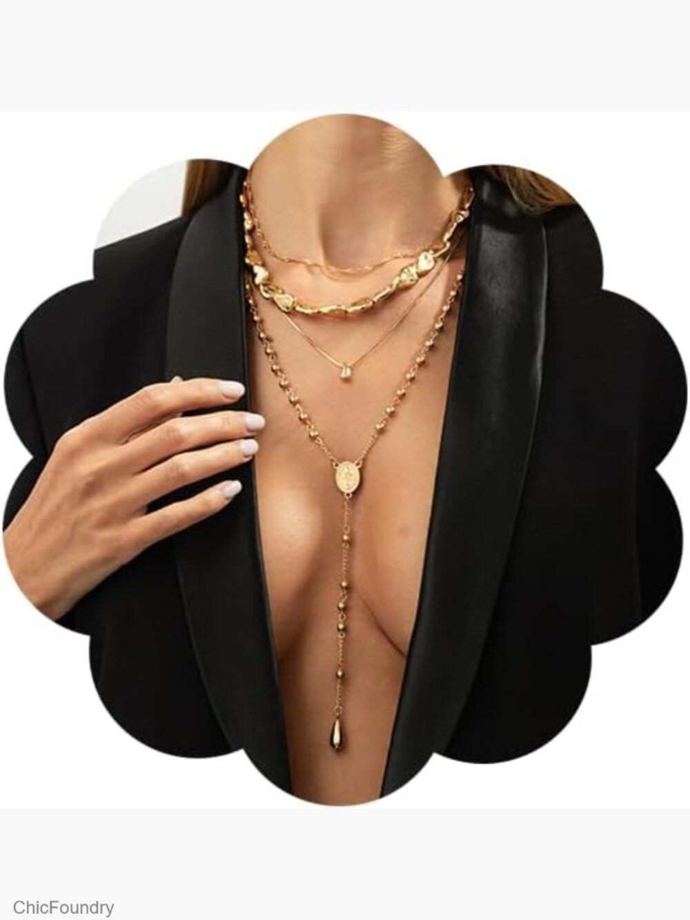 Layered Lariat Long Necklace Trendy Y-Shaped Pendant Bead Charm